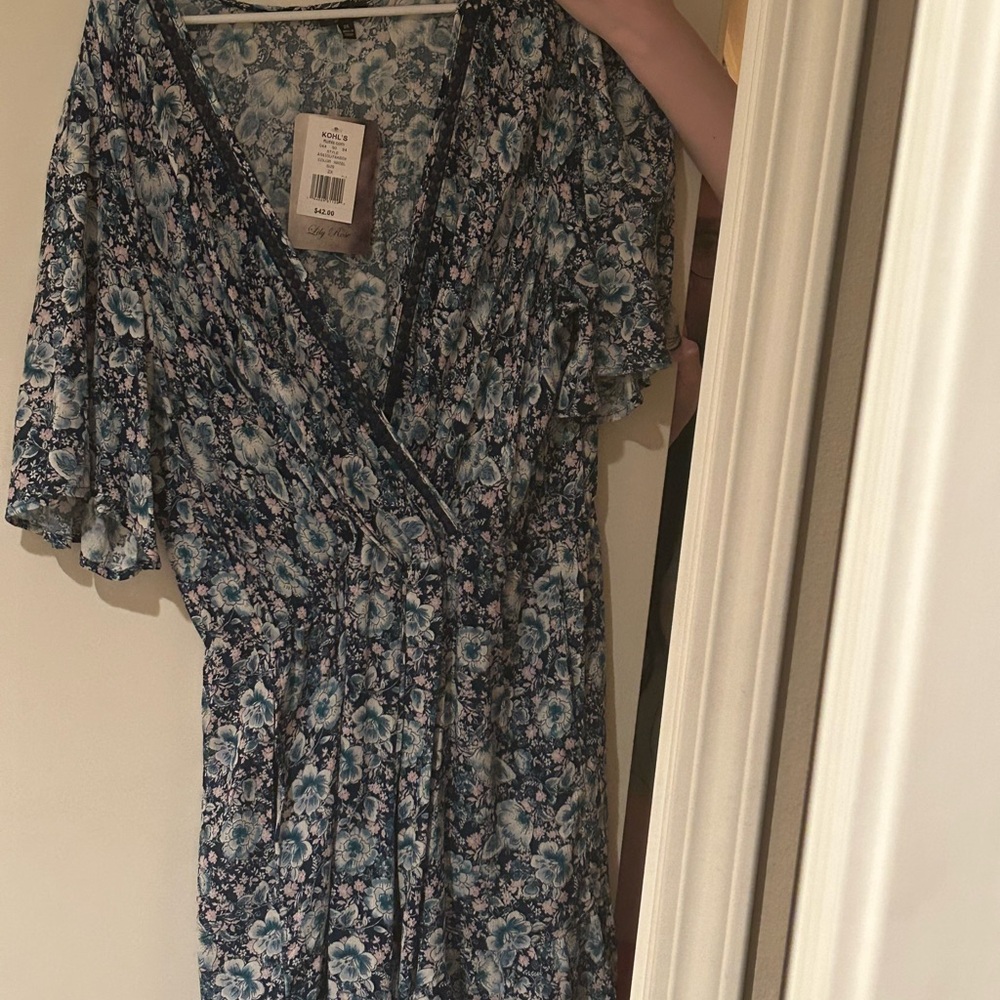 Lily Rose Blue and White Floral Dress